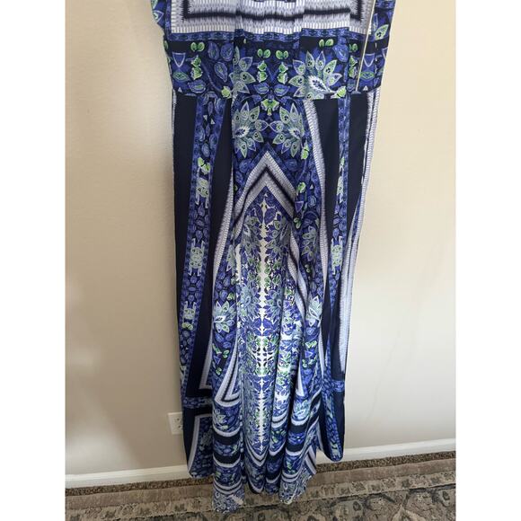 NWT ELIZA J SCARF PRINT MAXI DRESS GOWN HALTER FLORAL BLUE GREEN SZ 6 - Picture 8 of 16